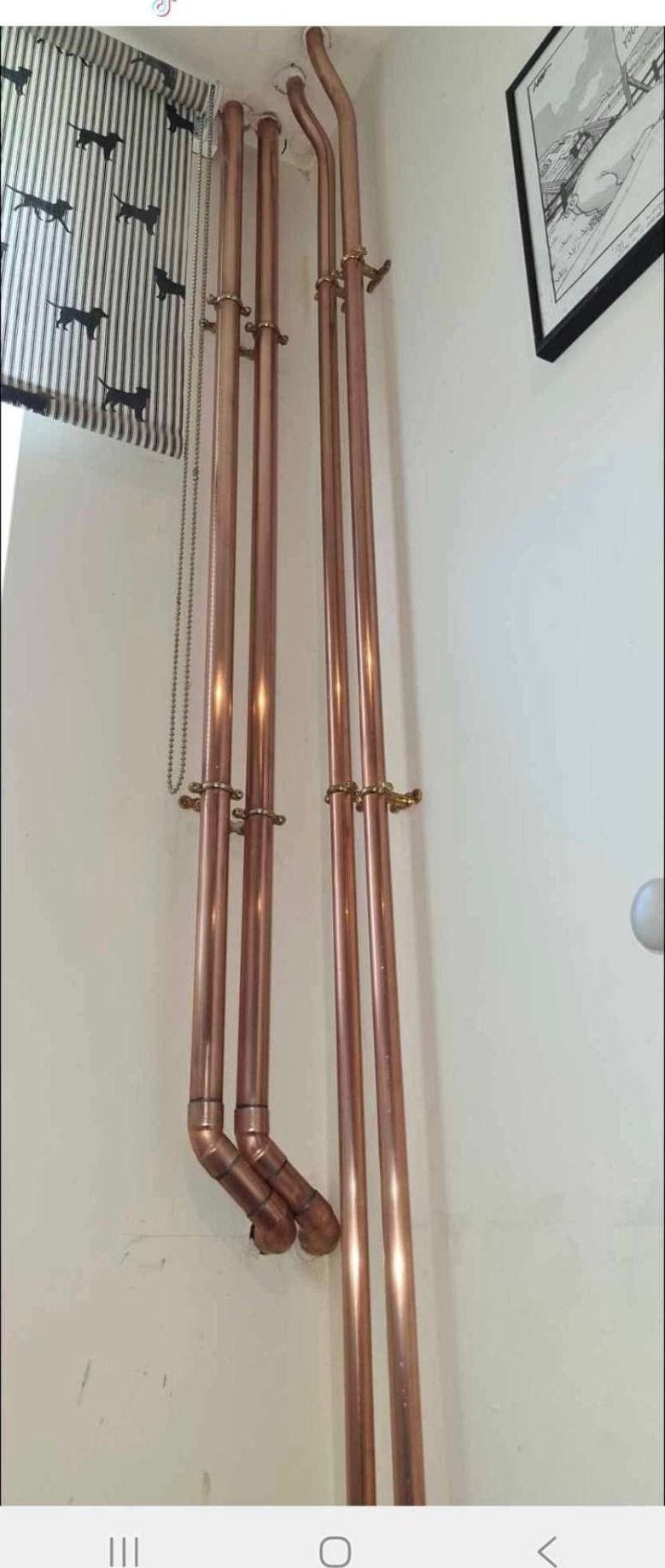 Decorative copper pipework installed by Bonner's Plumbing & Heating